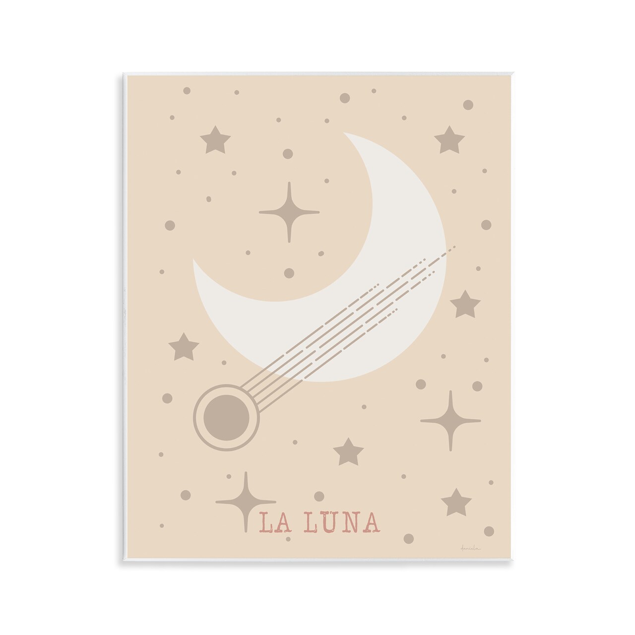 Stupell Industries Minimal Moon with Stars Wall Plaque Design by Daniela Santiago
